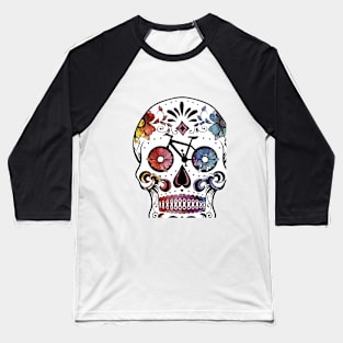 Watercolor cycling sugar skull Baseball T-Shirt